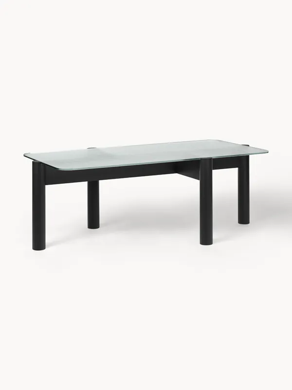 Mesa de centro de madera de haya con tablero de cristal Kob - Noo.ma