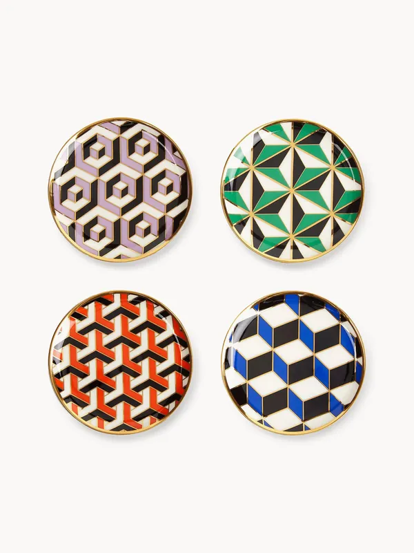 Posavasos de porcelana con acabado dorado Versailles, 4 uds. - Jonathan Adler