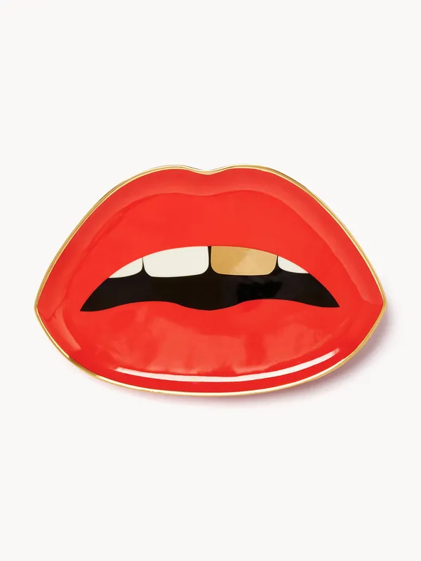 Bandeja decorativa de porcelana con oro Lips - Jonathan Adler