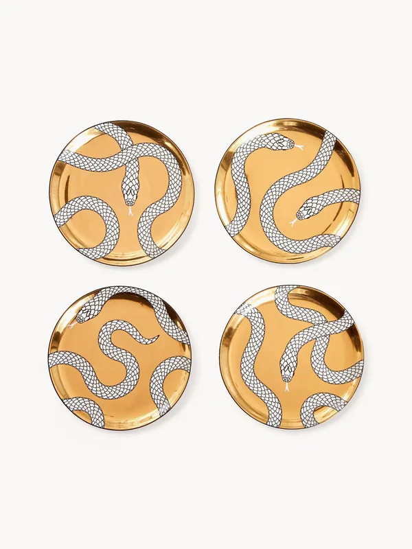 Posavasos de porcelana Eden con oro, set de 4 - Jonathan Adler