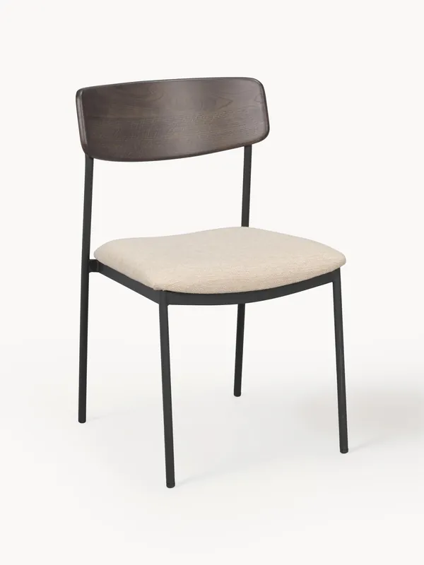 Sillas de comedor tapizadas de madera de roble Maymont, set de 2 - Rowico Home