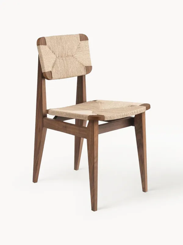 Silla de madera de nogal con asiento trenzado C-Chair
