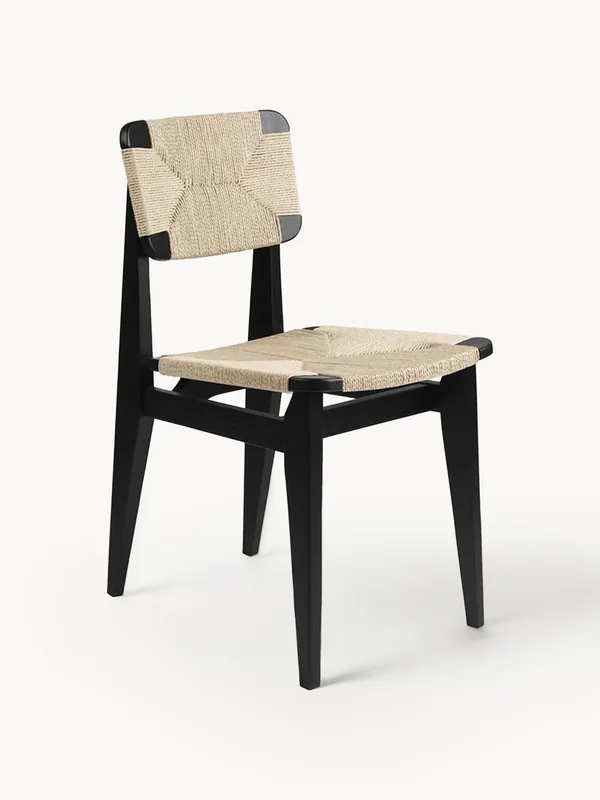 Silla de madera de roble con asiento trenzado C-Chair