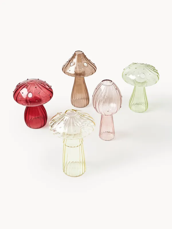 Jarrones de vidrio Mushroom, set de 5 - &klevering