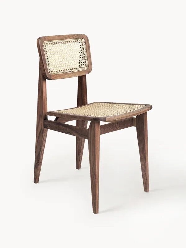 Silla de madera de nogal con tejido vienés C-Chair