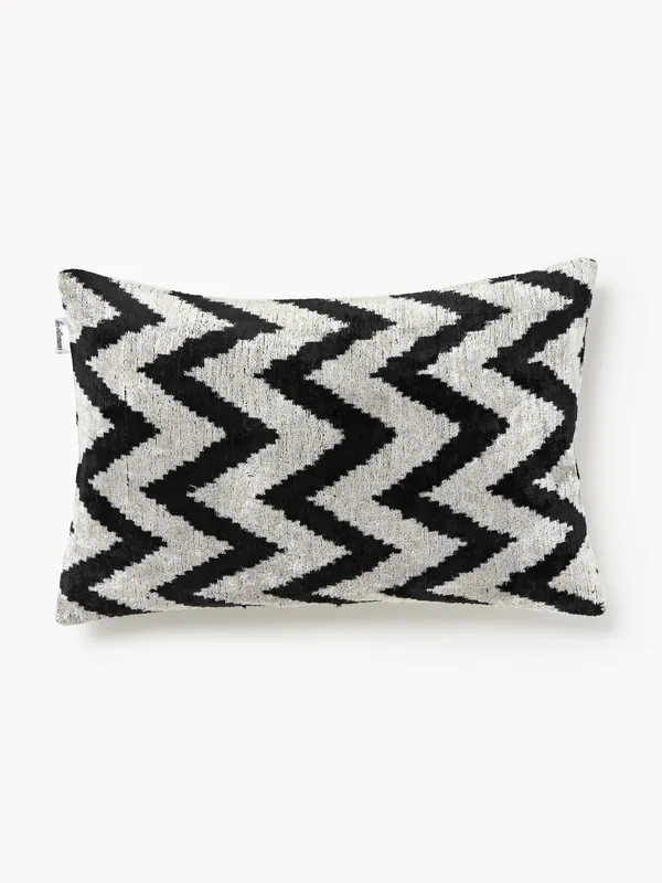 Funda de cojín de terciopelo con estampado zigzag Velvety - Les Ottomans