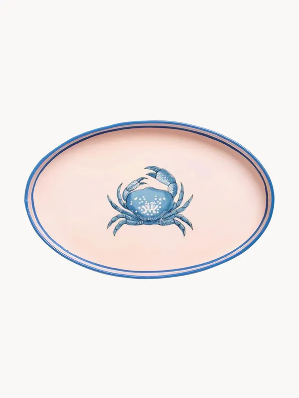 Bandeja decorativa pintada a mano con motivo de cangrejo Fauna - Les Ottomans