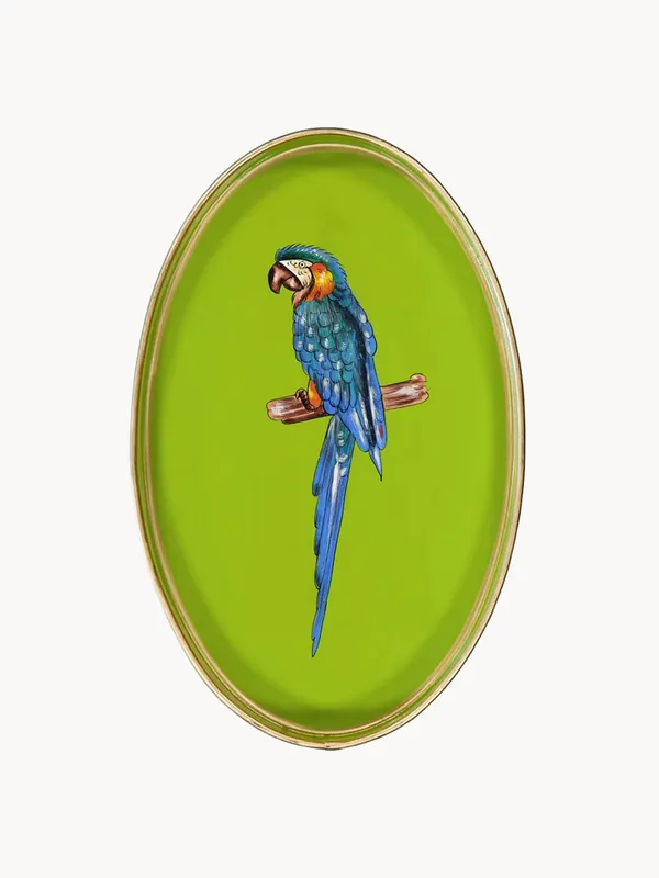 Bandeja decorativa pintada a mano con motivo de loro Fauna - Les Ottomans