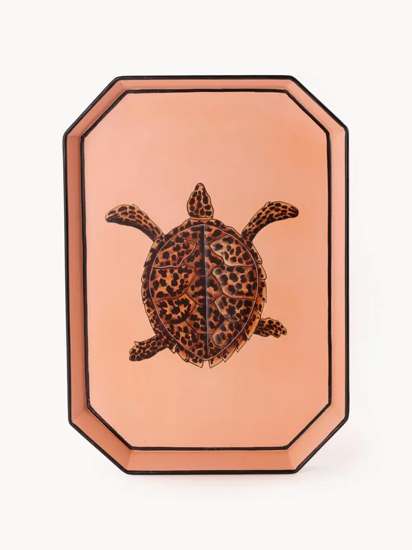 Bandeja decorativa pintada a mano con motivo de tortuga Fauna - Les Ottomans