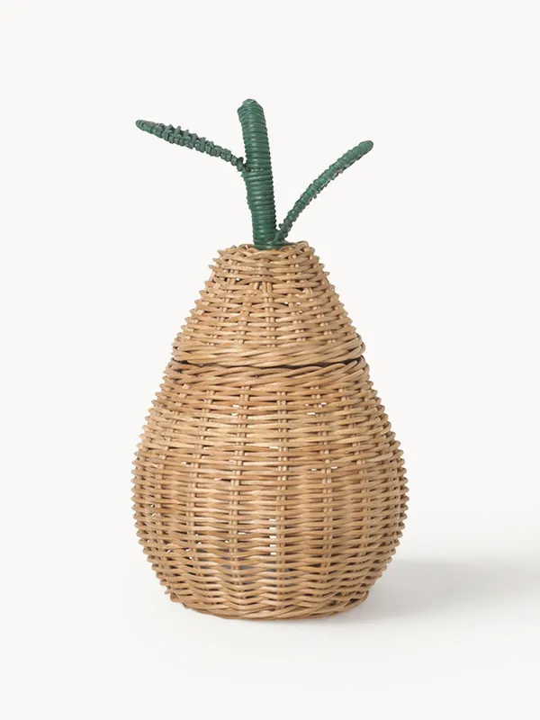 Cesta de almacenaje infantil artesanal de ratán Pear - Ferm Living Kids