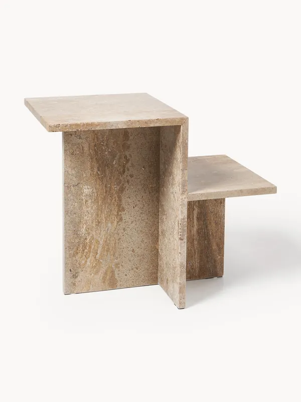 Mesa auxiliar de travertino con dos estantes Distinct - Ferm Living