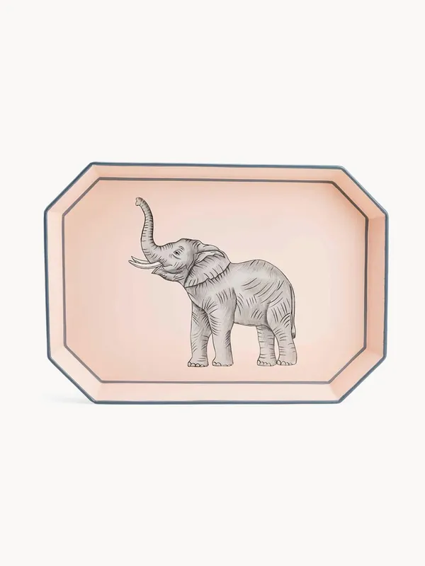 Bandeja decorativa pintada a mano con motivo de elefante Fauna - Les Ottomans