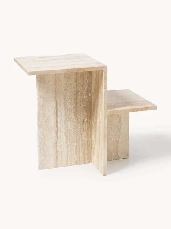 Mesa auxiliar de travertino con dos estantes Distinct - Ferm Living