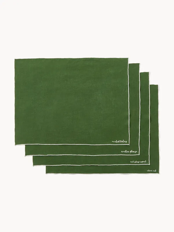 Manteles individuales de lino con bordado Cosmo, set de 4 - Westwing Collection