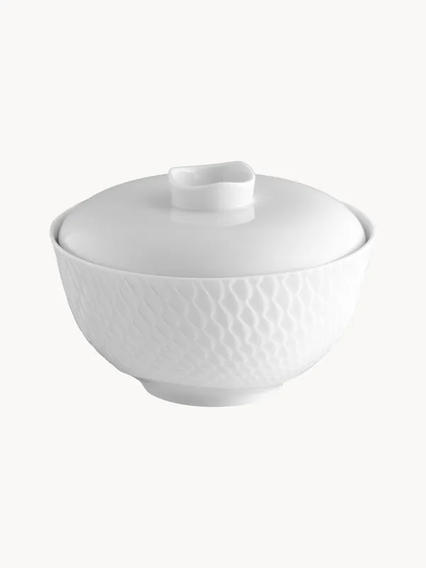 Cuenco artesanal con tapadera Wellenspiel Relief - Meissen