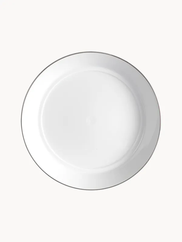 Platos hondos de porcelana con borde platino pintado a mano Vitruv, set de 2 - Meissen