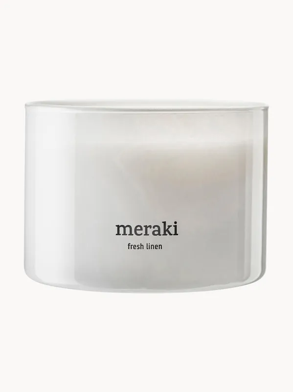 Vela perfumada de tres mechas Fresh Linen (Jasmine & Rose) - Meraki