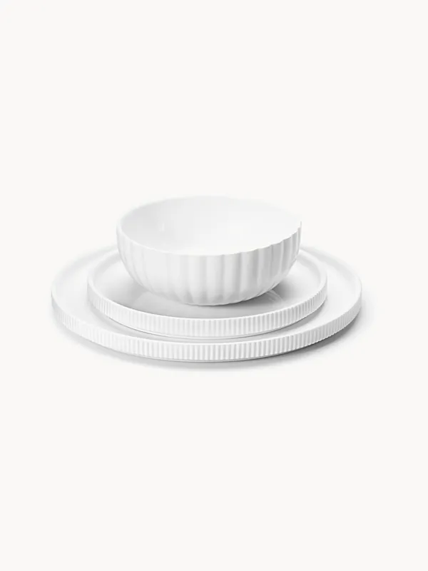 Vajilla de porcelana Bernadotte, 1 comensal, set de 3 - GEORG JENSEN
