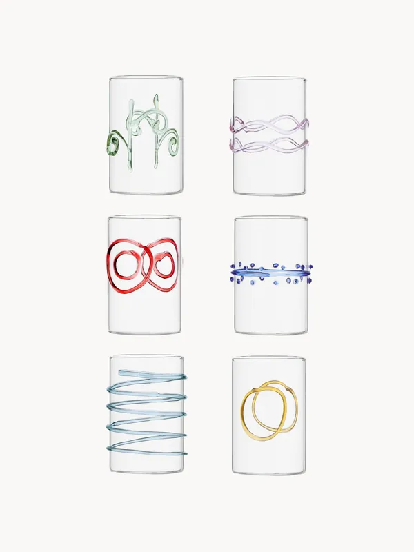 Vasos de chupito artesanales de vidrio de borosilicato Deco' Arlecchino, set de 6 - Ichendorf