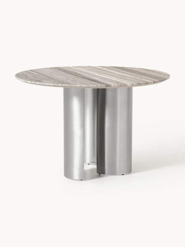 Mesa de comedor redonda con tablero de mármol Noam - Westwing Collection