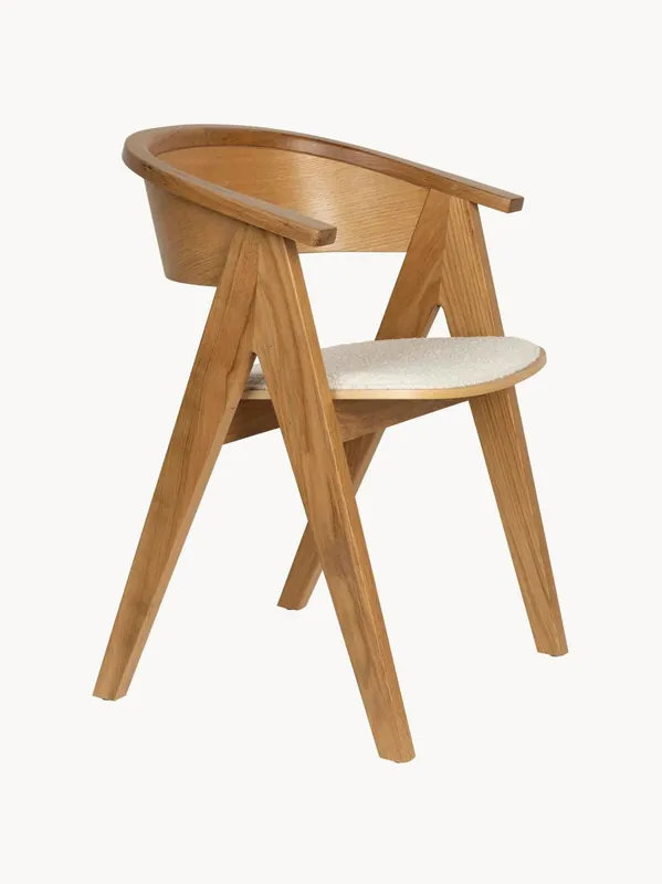 Silla con reposabrazos de madera de roble en tapizado NDSM - Zuiver