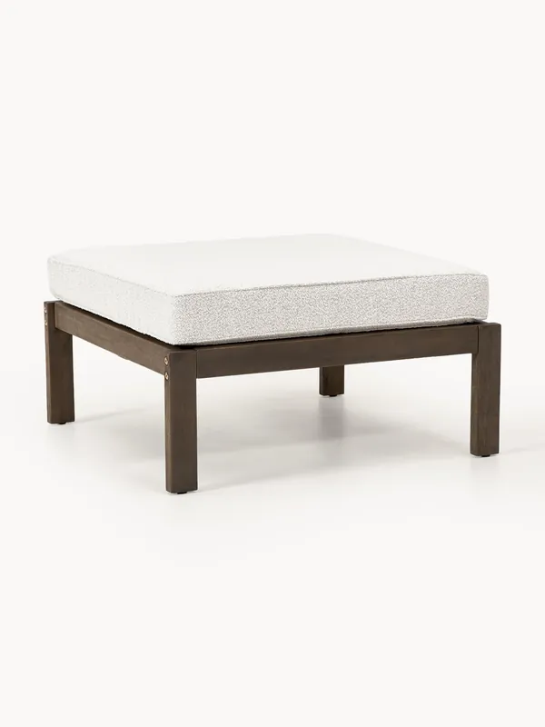 Reposapiés de jardín de madera de acacia con tapizado de bouclé Bo - Westwing Collection