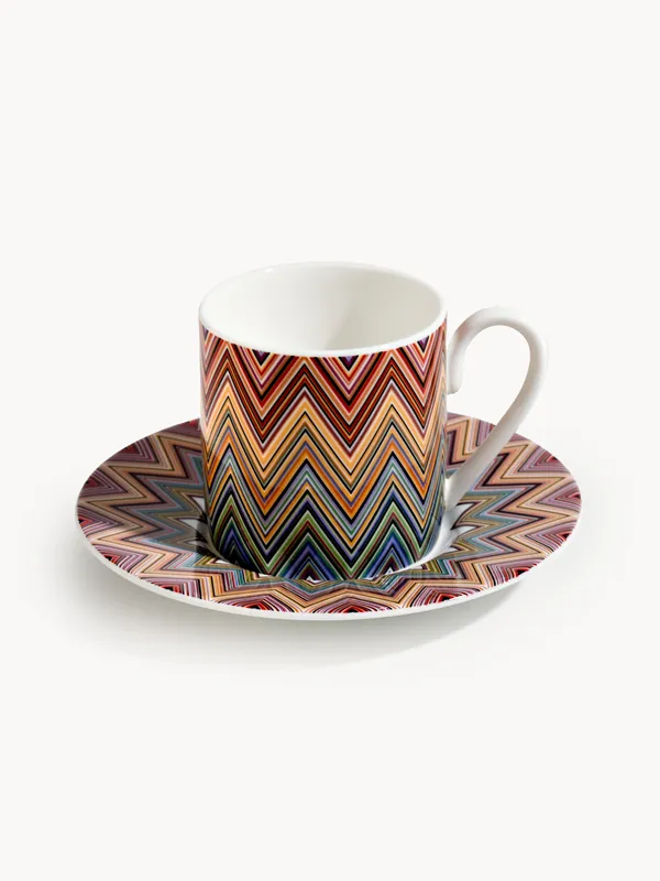 Tazas de café con platitos de porcelana Fine Bone China Jarris, set de 2 - Missoni
