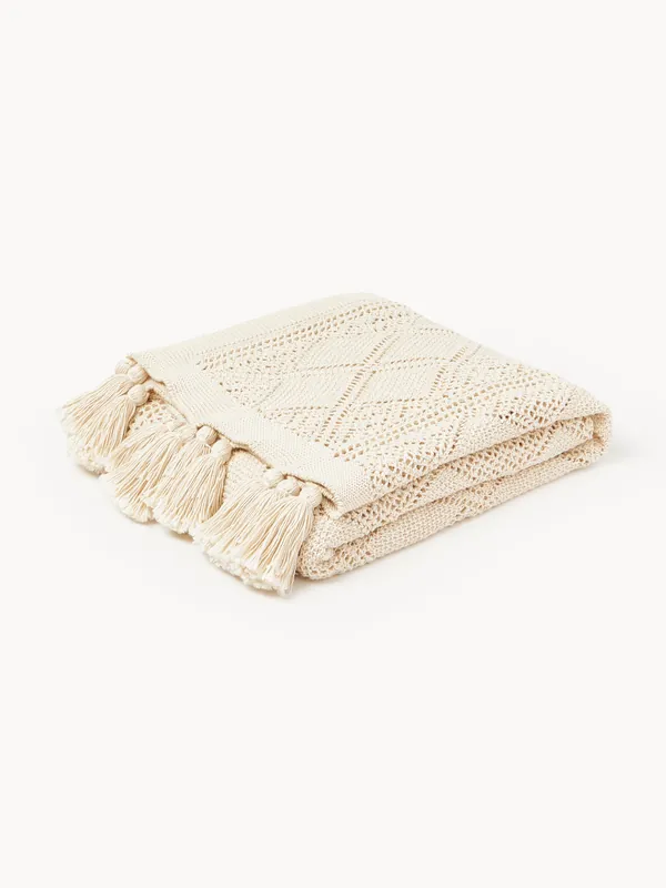 Manta de punto con borlas Sarah - Westwing Collection