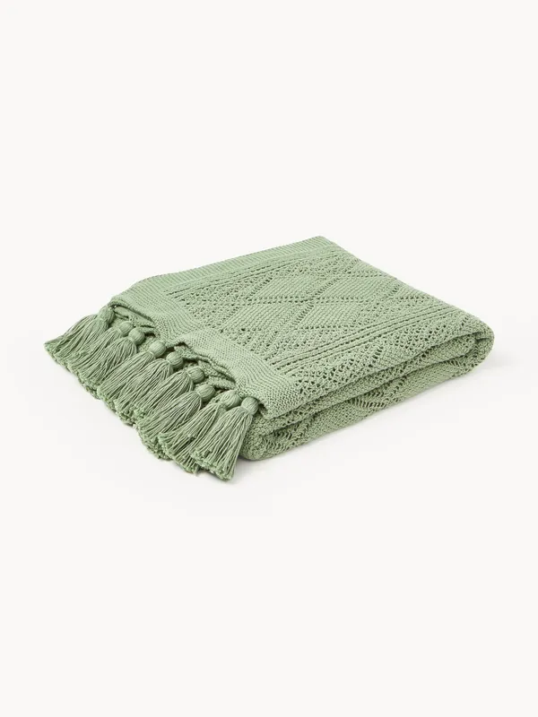 Manta de punto con borlas Sarah - Westwing Collection