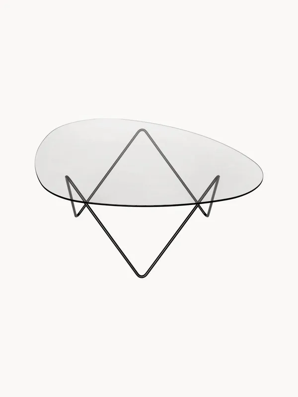 Mesa de centro ovalada con tablero de vidrio Pedrera - GUBI