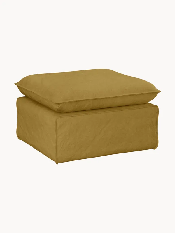 Reposapiés puf de lino Nomad, ocre - HKLIVING