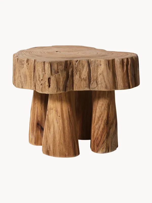 Taburete artesanal de madera de teca Log - HKLIVING