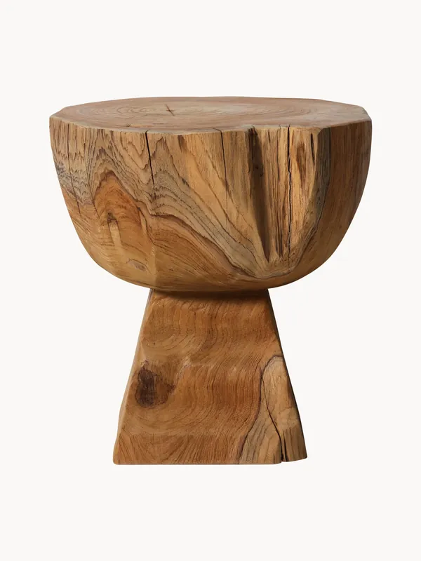Taburete artesanal de madera de teca Arched - HKLIVING
