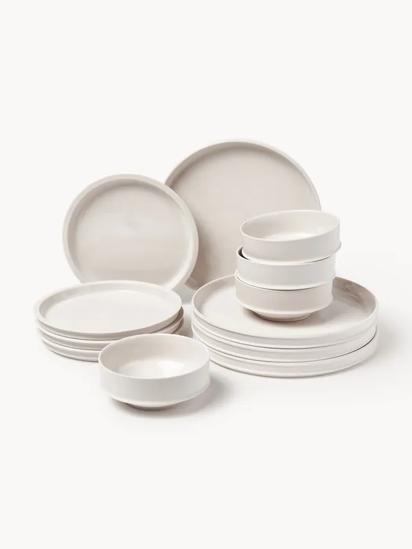 Serax x Kelly Wearstler, vajilla de porcelana Dune, 4 comensales, set de 12