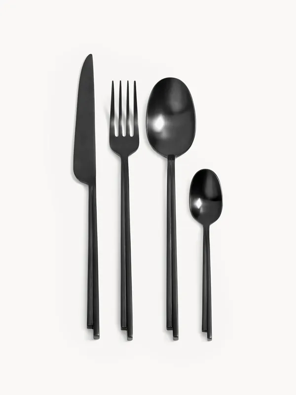 Serax x Kelly Wearstler, cubertería cepillada mate Dune, 6 comensales, set de 24