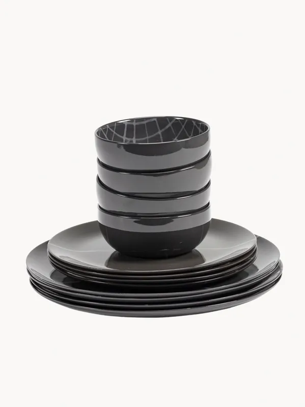 Serax x Kelly Wearstler, vajilla de porcelana Zuma, 4 comensales, set de 12
