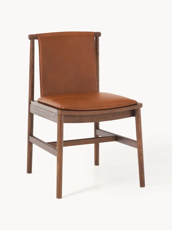 Silla de comedor de madera de fresno con asiento de cuero Hayo - Westwing Collection