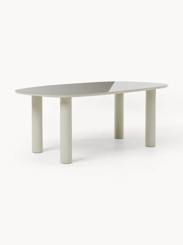 Mesa de comedor de madera de roble con tablero de vidrio Beni, 200 x 110 cm - Westwing Collection