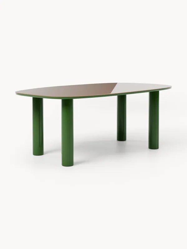 Mesa de comedor de madera de roble con tablero de vidrio Beni, 200 x 110 cm - Westwing Collection