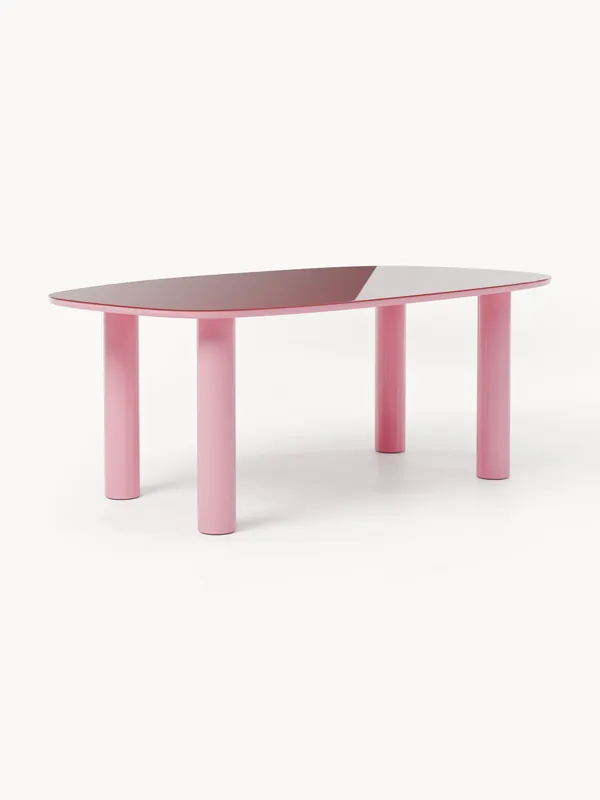 Mesa de comedor orgánica con tablero de vidrio Beni, 200 x 110 cm - Westwing Collection