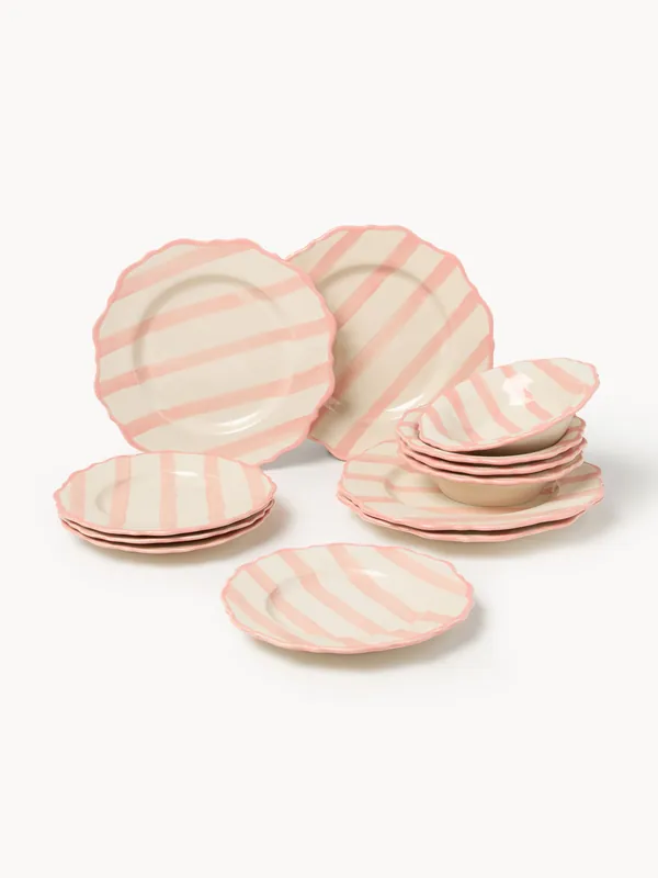 Vajilla pintada a mano Donald, 4 comensales, set de 12 - Westwing Collection