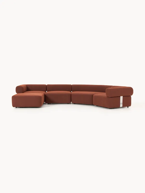 Sofá modular grande en tejido bouclé con reposapiés Anton - Westwing Collection
