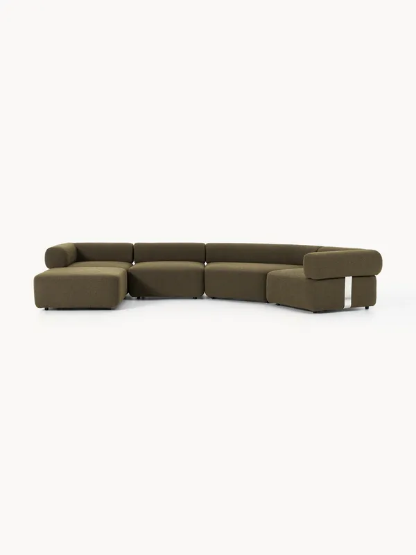 Sofá modular grande en tejido bouclé con reposapiés Anton (izquierda/derecha) - Westwing Collection