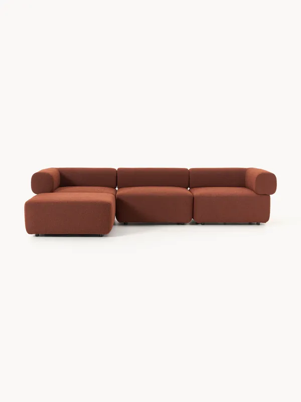 Sofá modular en tejido bouclé Anton (4 plazas), con reposapiés (izquierda/derecha) - Westwing Collection