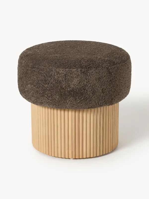 Taburete tapizado en borreguillo bouclé con espacio de almacenamiento Nala - Westwing Collection