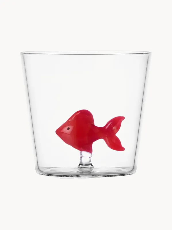 Vaso artesanal de vidrio de borosilicato Red Fish - Ichendorf