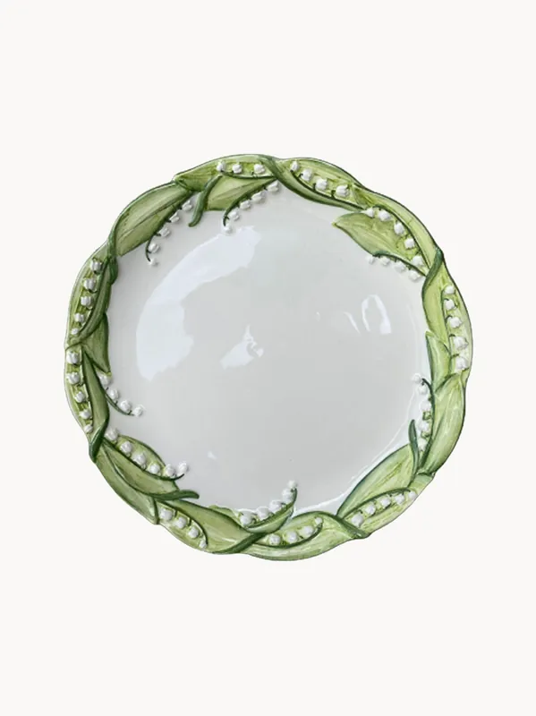 Plato llano pintado a mano Lily of the Valley - Les Ottomans