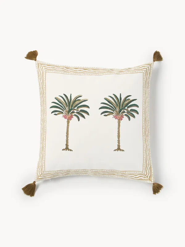 Funda de cojín de algodón pintada a mano Tropical - Les Ottomans