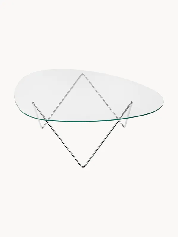 Mesa de centro ovalada con tablero de vidrio Pedrera - GUBI