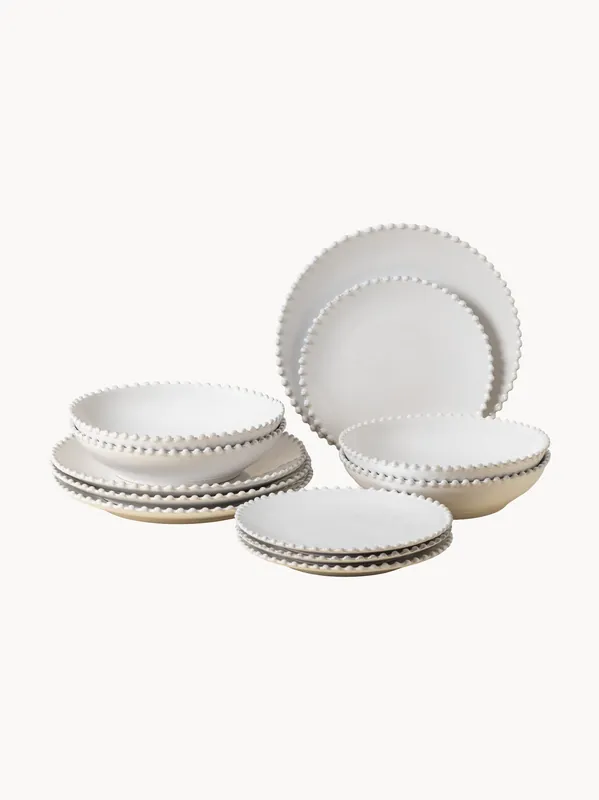 Vajilla con borde de cuentas Pearl, set de 12 - Costa Nova